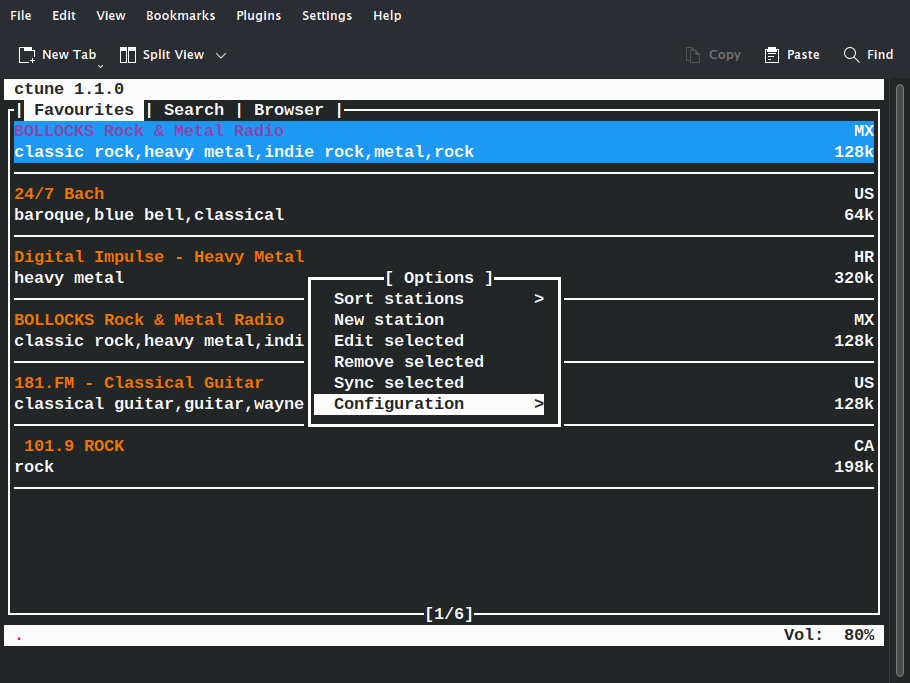 Config menu 1
