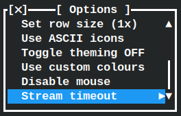 Stream timeout menu item